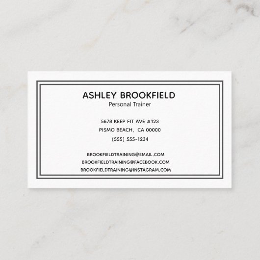 パーソナルトレーナーモダン写真 名刺 (裏面)