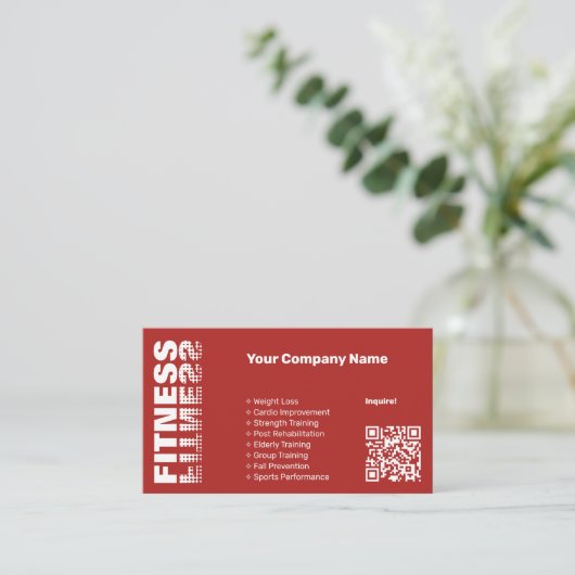 パーソナルトレーナーレッド名刺（写真付） 名刺 (スタンド正面)
