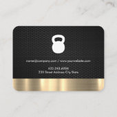 パーソナルトレーナー金属金ゴールドトリム | フィットネス 名刺 (裏面)