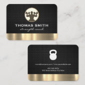 パーソナルトレーナー金属金ゴールドトリム | フィットネス 名刺 (正面/裏面)