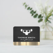 パーソナルトレーナー金属金ゴールドトリム 名刺 (スタンド正面)