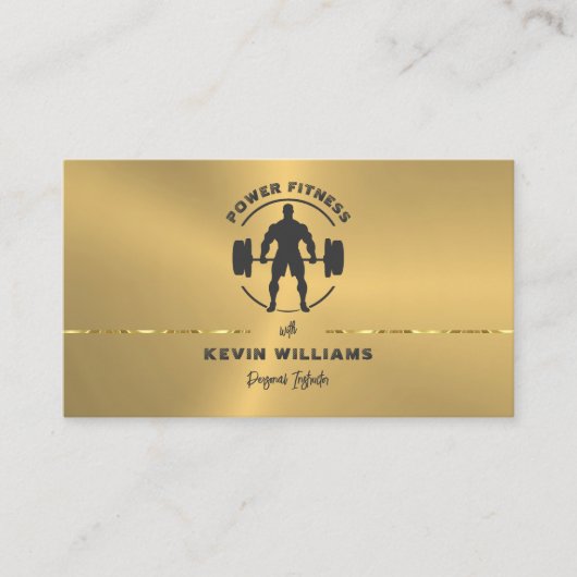 パーソナルトレーナー金属金ゴールドパーソナライズされた文字 名刺 (正面)