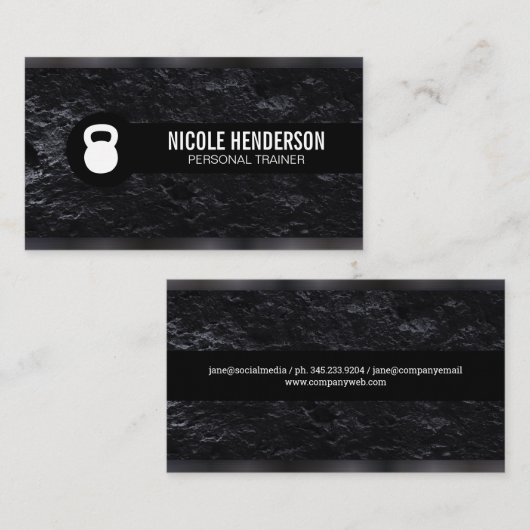 パーソナルトレーナー | ガンメタルトリム | スレート 名刺 (正面/裏面)