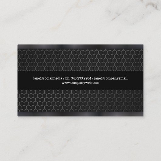 パーソナルトレーナー | ガンメタルトリム | 炭素繊維 名刺 (裏面)