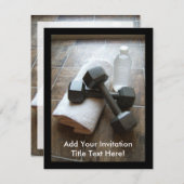 パーソナルトレーナー/フィットネスダンベルタオル&ウォーター 招待状 (正面/裏面)