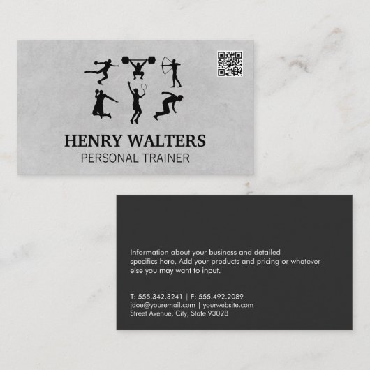 パーソナルトレーナー | フィットネス活動 | QRコード 名刺 (正面/裏面)