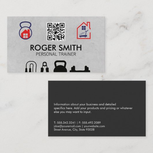 パーソナルトレーナー | ホームトレーニング | QR 名刺 (正面/裏面)