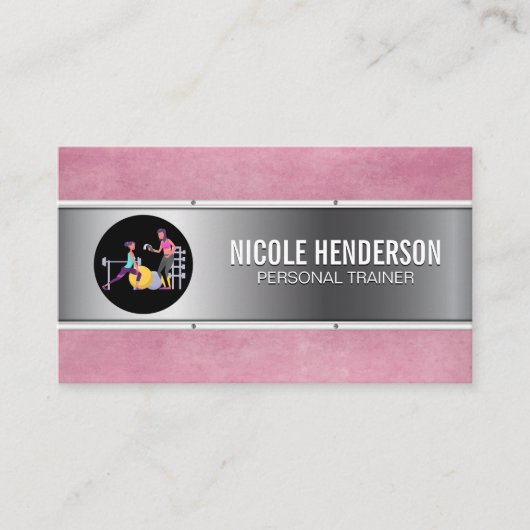パーソナルトレーニングセッション |メタルピンクグランジ 名刺 (正面)
