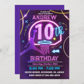 パーソナルネオンバスケットボール10thバースデーパーティー 招待状 (正面/裏面)