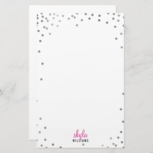 パーソナルノートかわいいおもしろい水玉模様銀紙吹雪 便箋 (正面/裏面)