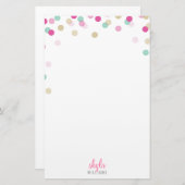 パーソナルノートかわいい明るい紙吹雪ピンクミント金ゴールド 便箋 (正面/裏面)