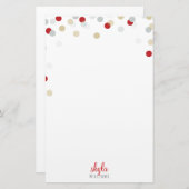 パーソナルノートかわいい明るい紙吹雪赤金ゴールド銀 便箋 (正面/裏面)