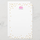 パーソナルノートミニスポット紙吹雪はっきりした金ゴールドグリッター 便箋 (正面/裏面)