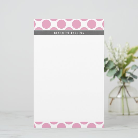 パーソナルノート可愛い大水玉模様はっきりしたライトピンク 便箋 (スタンド正面)