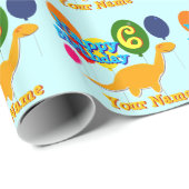 パーソナルハッピーバースデー6年風船恐竜 ラッピングペーパー (ロールコーナー)