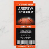 パーソナルバスケットボールゲームデー誕生日チケット 招待状 (正面/裏面)