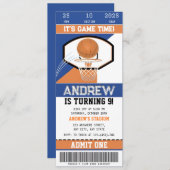 パーソナルバスケットボールコートサイド誕生日チケット 招待状 (正面/裏面)