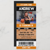 パーソナルバスケットボールスウィッシュ誕生日スポーツチケット 招待状 (正面/裏面)