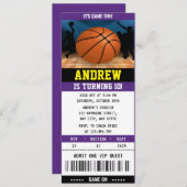 パーソナルバスケットボールチケット誕生日スポーツ 招待状 (正面/裏面)