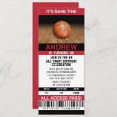 パーソナルバスケットボールハイ飛んでいるバスケ誕生日 招待状 (正面/裏面)