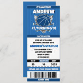 パーソナルバスケットボールフレンチバースデーパーティーパス 招待状 (正面/裏面)