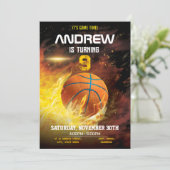 パーソナルバスケットボールプリント可能誕生日 招待状 (スタンド正面)