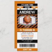 パーソナルバスケットボール誕生日スポーツチケット 招待状 (正面/裏面)