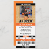 パーソナルバスケットボール誕生日チケットカスタム写真 招待状 (正面/裏面)