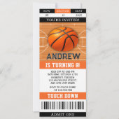 パーソナルバスケットボール誕生日チケットスポーツ 招待状 (正面)