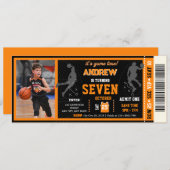 パーソナルバスケットボール誕生日チケット(写真あり) 招待状 (正面/裏面)