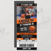 パーソナルバスケットボール誕生日チケット(画像付) 招待状 (正面/裏面)