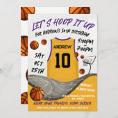 パーソナルバスケットボール誕生日デジタルスポーツ 招待状 (正面/裏面)