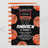 パーソナルバスケットボール誕生日招待状スポーツ 招待状 (正面/裏面)