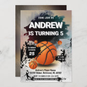 パーソナルバスケットボール誕生日招待状スポーツ 招待状 (正面/裏面)
