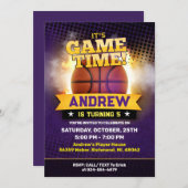 パーソナルバスケットボール誕生日招待状スポーツ 招待状 (正面/裏面)