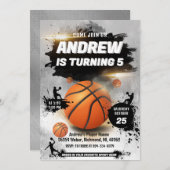 パーソナルバスケットボール誕生日招待状スポーツ 招待状 (正面/裏面)