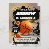 パーソナルバスケットボール誕生日招待状スポーツ 招待状 (正面/裏面)