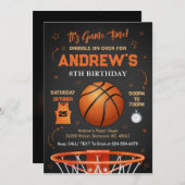 パーソナルバスケットボール誕生日招待状テンプレート 招待状 (正面/裏面)