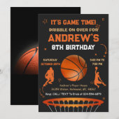 パーソナルバスケットボール誕生日招待状テンプレート 招待状 (正面/裏面)