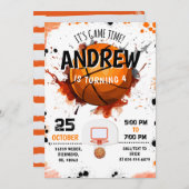 パーソナルバスケットボール誕生日招待状パーティー 招待状 (正面/裏面)