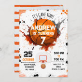 パーソナルバスケットボール誕生日招待状パーティー 招待状 (正面/裏面)