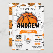 パーソナルバスケットボール誕生日招待状パーティー 招待状 (正面/裏面)