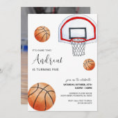 パーソナルバスケットボール誕生日招待状(写真あり) 招待状 (正面/裏面)
