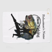 パーソナルバス魚釣り忍者ライト魚釣りタオル ゴルフタオル (横)