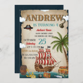 パーソナルパイレーツバースデー招待状 招待状 (正面/裏面)