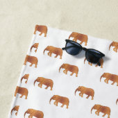 パーソナルピンク象のパターン金ゴールド白 ビーチタオル (インサイチュ)