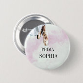 パーソナルピンク・バレエ・スリッパ 缶バッジ (正面&裏面)