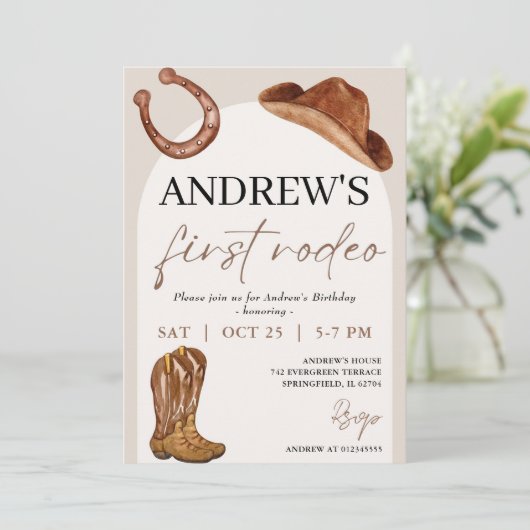 パーソナルファーストロデオカウボーイ誕生日 招待状 (スタンド正面)