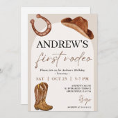 パーソナルファーストロデオカウボーイ誕生日 招待状 (正面/裏面)