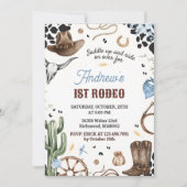 パーソナルファーストロデオワイルドウエスト誕生日 招待状 (正面)